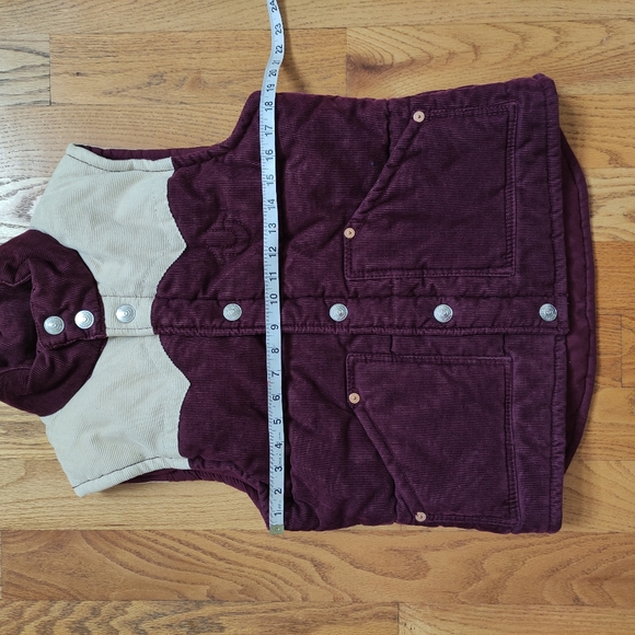 True Religion Burgundy Cream Corduroy Vest Women's L Run Small Y2K - Picture 8 of 11